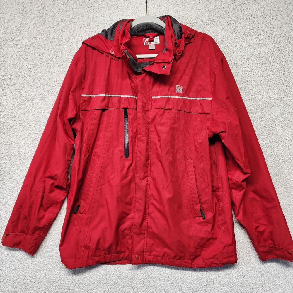 OOBE Jacket Mens Medium Red Rain Full Zip Chick-fil-A Employee Team Style Logo